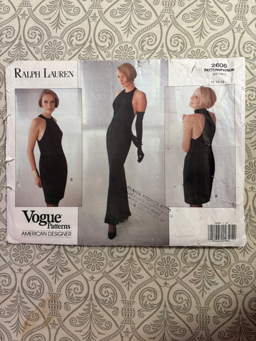 Vintage 1991 Ralph Lauren for Vogue Patterns dress pattern. V2606